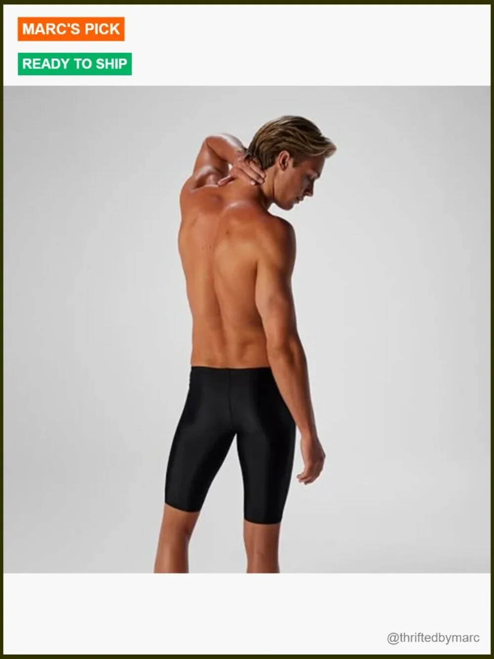 Men's ProLT Solid Jammer Swim Bottom - Mid Rise, Pull On, High Compression